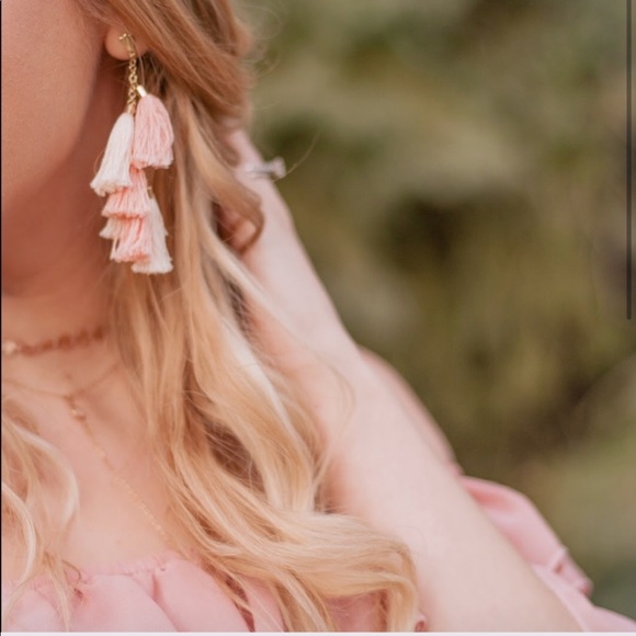 Jewelry - Ettika Daydreamer Tassel Earrings Peach/Gold